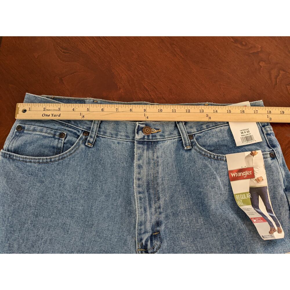Wrangler Jeans Straight Leg 36x32 Apollo Blue Men Regular Fit Soft Strong Rugged - Picture 9 of 11